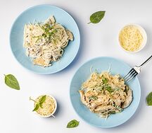 Паста с курицей и грибами