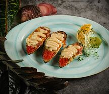 Мидии Киви запеченные под сливочно-сырным соусом