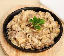 Говядина с белыми грибами