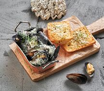 Мидии в соусе пармеджано