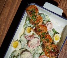 Цезарь с креветкой кушияки