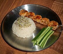 Рис белый и креветки кушияки