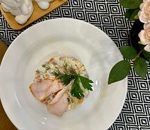 Оливье с копченой курицей