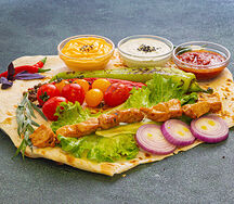 Шашлык в лаваше из свинины (ики-бир)