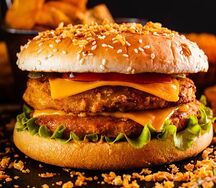 Двойной сырный бургер с курицей
