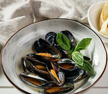 Мидии в соусе горгонзола