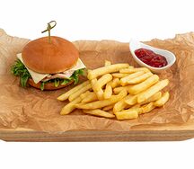 Мини-бургеры с куриным филе и картошечкой фри