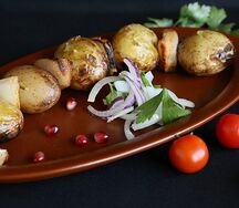 Картофель с курдюком на углях