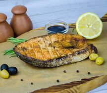 Стейк семги на мангале