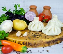 Хинкали с грибами и картофелем