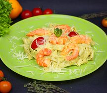 Фетучини с креветками