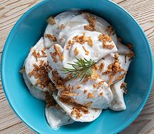 Вареники с картофелем и луком фри