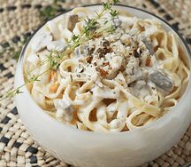 Паста с говядиной и грибами