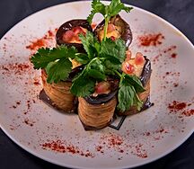 Рулет из баклажанов с сыром и специями