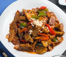 Баклажаны с картофелем и перцем