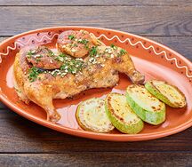 Цыплёнок жареный с кабачками