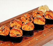 Запеченный острый с мидиями