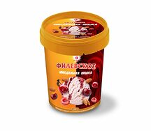 Пломбир шоколадный с кусочками шоколада с малиновой начинкой