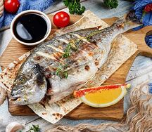 Шашлык из форели и картофеля