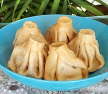 Жареные хинкали с говядиной и свининой