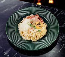 Её величество Карбонара с копчёной грудинкой и желтком су-вид