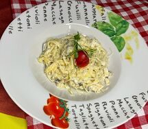 Паста с курицей и грибами