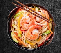 Удон с креветками терияки