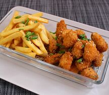 Мидии в кляре с фри