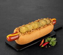 Датский хот-дог с острой колбаской чоризо