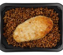 Котлета куриная с гречкой и томатами в собственном соку