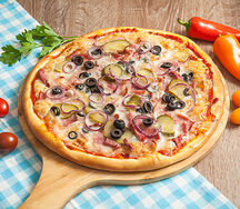 Пицца мясное ассорти