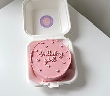 Бенто-торт №7 розовый ваниль-клубника Birthday girl