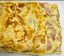 Блины с картошкой и колбасками