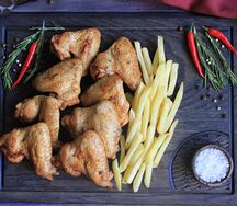 Куриные крылышки на мангале с гарниром