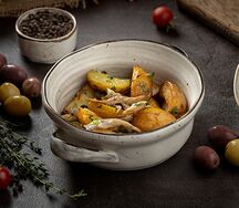 Мини-картофель с вешенками