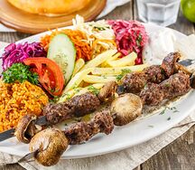 Люля-кебаб с шампиньонами-гриль