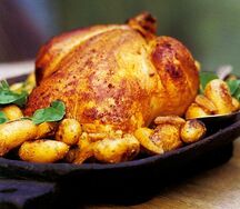 Poulet roti aux pommes au four
