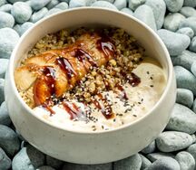 Угорь с киноа, булгуром и муссом из угря
