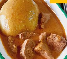 Foutou sauce arachide viande