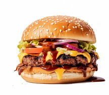 Burger au fromage avec la sauce BBQ