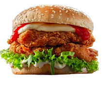 Burger au poulet pané croustillant avec la sauce BBQ