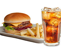 Hamburger double et frites boisson