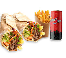 2 Chawarma viande, frites, boisson