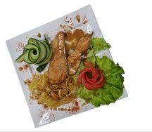 Лосось в соусе терияки с жареной картошкой