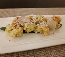 Жареные креветки с соусом васаби