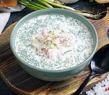 Окрошка из куриного филе на кефире