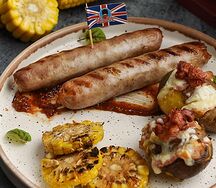 Английские колбаски с запеченным картофелем