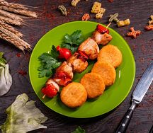 Шашлычки куриные с картофелем крокет