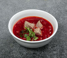 Суп Борщ с мясом и сметаной