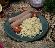 Сосиски с макаронами